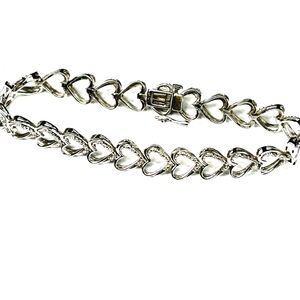 Sterling Silver Open Heart Tennis Bracelet w/ CZ Accents JST 925 – 7.25”
